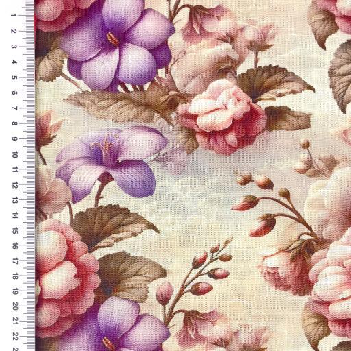 Viscose linen Digital print, Blomster